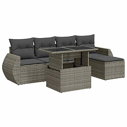 vidaXL Salon de jardin 6 pcs avec coussins gris résine tressée