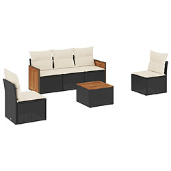 Maison Chic Salon de jardin 6 pcs avec coussins | Ensemble de Table et chaises | Mobilier d'Extérieur noir résine tressée -GKD11219