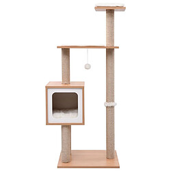 Helloshop26 Arbre à chat meuble tour grimper jouet grattage grattoir escalade plateforme avec tapis à gratter en sisal 123 cm marron 02_0022732