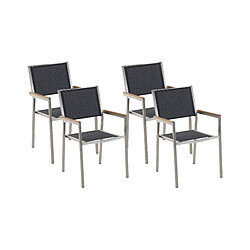 Beliani Lot de 4 chaises GROSSETO Empilable Acier inox Noir