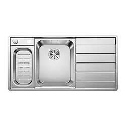 BLANCO Axis III 6 S-IF - évier - Inox lisse - 1 cuve 1/2 - égout a droit - vidage auto - sans siph - planche verre - vide-sauce Inox