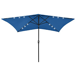 Maison Chic Parasol Jardin | Parasol avec LED et mat en acier Bleu azuré 2x3 m - GKD58932