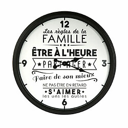 Mes Horloge ronde 50 cm en plastique noir et blanc