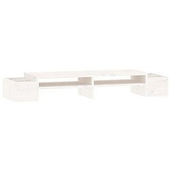 vidaXL Support de moniteur Blanc 100x27,5x15 cm Bois de pin solide