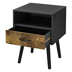 Helloshop26 Table de chevet commode à tiroir meuble bas de table de nuit avec espace de stockage 57 cm noir 03_0006231