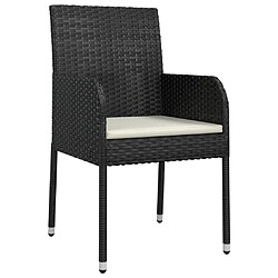 Maison Chic Mobilier à dîner 5 pcs de jardin avec coussins - Ensemble table et chaises d'extérieur - Salon/Mobilier de jardin classique Noir Résine tressée -MN95482 pas cher