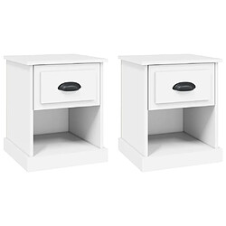 Maison Chic Lot de 2 Tables de chevet,Table de nuit,Table d'appoint pour salon blanc 39x39x47,5 cm bois d'ingénierie -MN46102