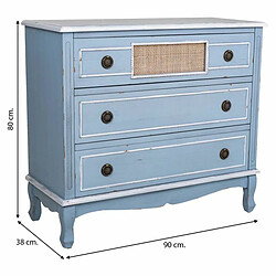 Commode Alexandra House Living Bleu Rotin Bois d'épicéa Bois MDF 38 x 80 x 90 cm pas cher