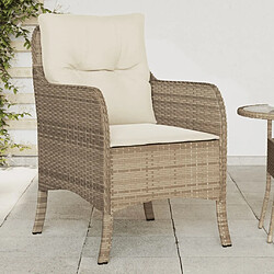 vidaXL Chaises de jardin avec coussins lot de 2 beige résine tressée