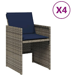 vidaXL Chaises de jardin avec coussins lot de 4 gris résine tressée