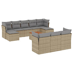 Maison Chic Salon de jardin 11 pcs avec coussins | Ensemble de Table et chaises | Mobilier d'Extérieur beige résine tressée -GKD42928