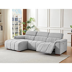 Vente-Unique Canapé d'angle gauche relax électrique en tissu gris clair MOLPICA