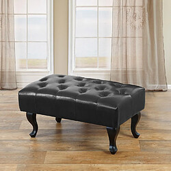 Decoshop26 Tabouret pouf repose-pieds style baroque 39x77x47cm en synthétique noir 04_0003736