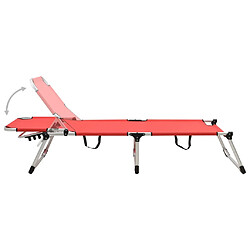 Avis vidaXL Chaise longue pliable extra haute pour seniors Rouge Aluminium