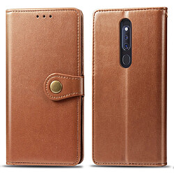 Wewoo Housse Coque Etui en cuir de couleur unie pour téléphone portable avec boucle de protection et cadre photo et fente carteporte-monnaie et support OPPO F11 Pro / A9X Marron