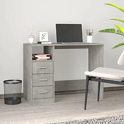 Maison Chic Bureau solide,Table de travail,Bureau d'ordinateur avec tiroirs Gris béton 102x50x76 cm Bois d'ingénierie -GKD91867