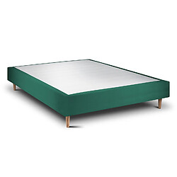 Sommeil de plomb Sommier Tapissier Velours Vert 140x190 H35cm