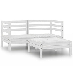 Maison Chic Ensemble de salle à manger de jardin 3 pcs,Table et chaises d'extérieur blanc bois de pin massif -GKD183831