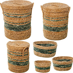 Lot de paniers Alexandra House Living 03839 Marron Bois Rotin Fibre naturelle (6 Unités)