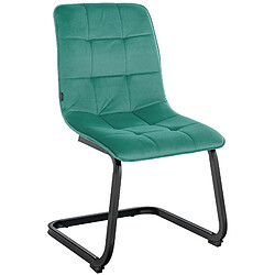 Decoshop26 Chaise de salle à manger x1 housse en velours matelassé vert et cadre en métal noir CDS101152