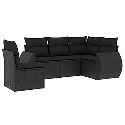 Maison Chic Ensemble de 5 Tables et chaises d'extérieur avec coussins,Salon de jardin noir résine tressée -GKD647165