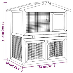 vidaXL Clapier d'extérieur 3 portes Gris Bois pas cher