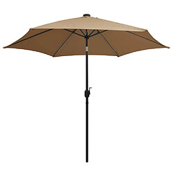 Helloshop26 Parasol avec led et mât en aluminium 300 cm taupe 02_0008087