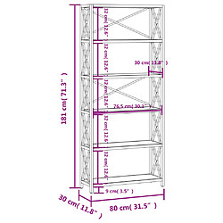vidaXL Étagère à 6 niveaux 80x30x181 cm bois de chêne massif pas cher