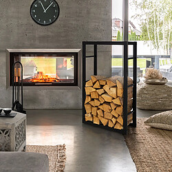 ML DESIGN MODERN LIVING Étagère à bois pour cheminée 60x100x25 cm Noir en métal ML-Design