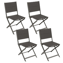 Toilinux 4 Chaises de jardin pliables Allure - Marron foncé