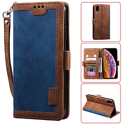 Etui en PU style d'épissage vintage avec support bleu pour votre Apple iPhone XR 6.1 pouces