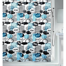 Spirella Rideau de douche PEVA WOW 180x200cm Bleu & Noir