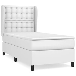 vidaXL Sommier à lattes de lit avec matelas Blanc 100x200cm Similicuir