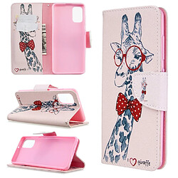 Etui en PU impression de motifs adorable girafe portant des lunettes pour votre Samsung Galaxy A41 (Global Version)