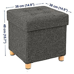 SONGMICS Pouf Coffre de Rangement Gain de Place Boîte Tabouret Pliable Repose-Pieds Grise foncée LSF14GYZ pas cher