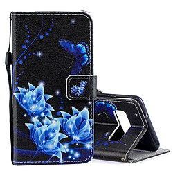 Wewoo étuis en cuir Coque Housse Etui à rabat horizontal à motif de fleurs bleues pour Galaxy S10 +, avec porte-cartes et emplacements pour cartes