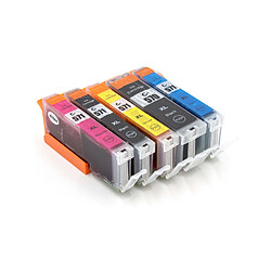 vhbw 5x cartouches compatible pour Canon Pixma TS6050, TS6051, TS6052 imprimante - Set cyan, magenta, jaune, noir, photo noir