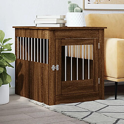 vidaXL Meuble de cage pour chiens chêne marron 64,5x80x71 cm