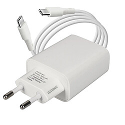 Chargeur Secteur USB-C 25W Power Delivery + Câble USB-C 3A 1m Forcell Blanc