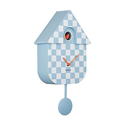 Karlsson Horloge murale moderne Cuckoo Checker bleu clair et blanc.