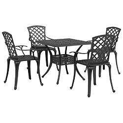 vidaXL Ensemble à manger de jardin 5 pcs noir aluminium coulé