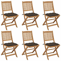 Maison Chic Lot de 6 Chaises pliables d'extérieur avec coussins | chaises de jardin | Fauteuil Relax Bois d'acacia -GKD98419