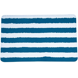 MSV Tapis de bain Microfibre 50x80cm SEAUVILLE Bleu & Blanc