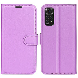 Etui en PU texture litchi, fermeture aimantée avec support violet pour votre Xiaomi Redmi Note 11 4G (Qualcomm)/Redmi Note 11S 4G