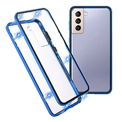 Coque en métal Cadre d'installation de serrure magnétique bleu pour votre Samsung Galaxy S21+ 5G