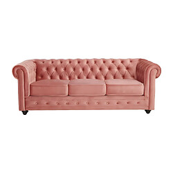 Vente-Unique Canapé 3 places et 2 fauteuils CHESTERFIELD - Velours rose pastel