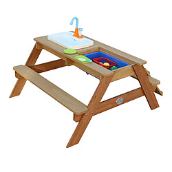 Avis AXI Emily Table Sable et Eau en Bois Marron | Table d'eau avec couvercle, boîtes de rangement & jeu évier de cuisine | Table de Jeu Enfant à Eau pour le jardin