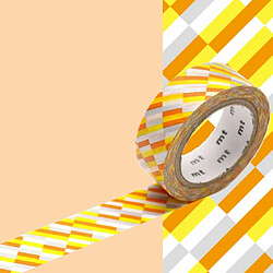 Masking tape mosaïque - Argent et orange - 1,5 cm x 7 m