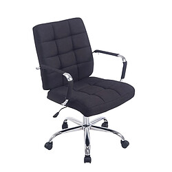 Decoshop26 Chaise fauteuil de bureau à roulettes en tissu noir hauteur réglable BUR10111