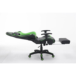 Decoshop26 Fauteuil de bureau ergonomique dossier réglable avec repose-pieds synthétique noir/vert BUR10134